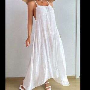 Chic White Halter Swim Coverup